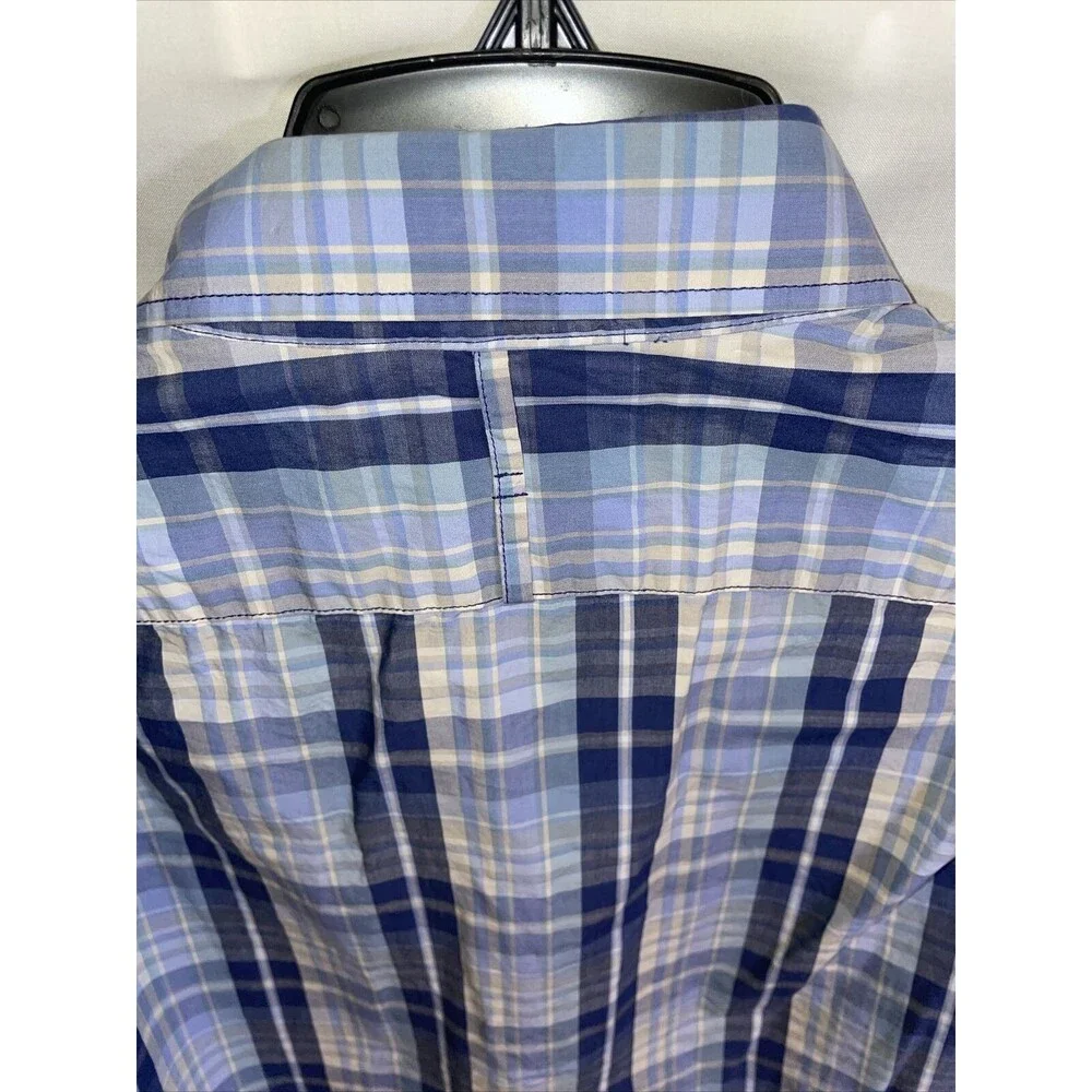 Banana Republic Dress Shirt Mens Size Medium Slim Fit Blue Striped Button Up LS